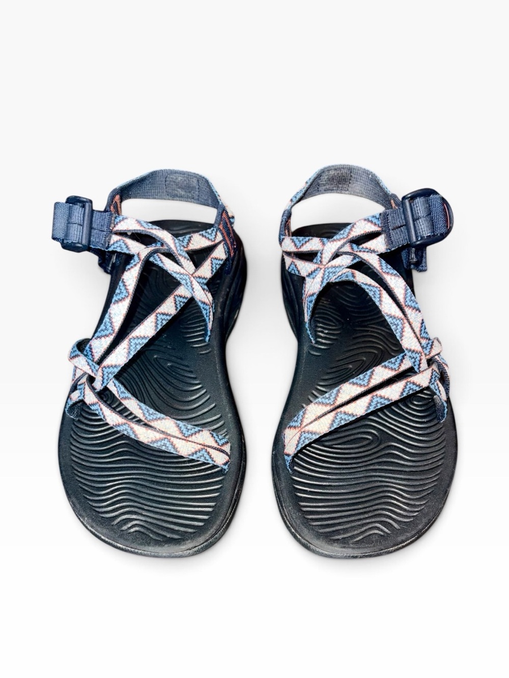 Chaco Z/2 Classic Sandals  Blue & White Geometric Pattern Women’s US 8 (EU 39)